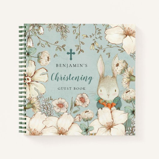 Bunny Foliage Christening Alternate Guest Book Notitieboek (Voorkant)
