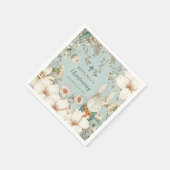 Bunny Foliage Christening Baptism Naam Powder Blue Servet (Hoek)