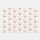 Bunny Foliage Florals Pattern Baby Girl Inpakpapier Vel (Voorkant)