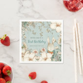 Bunny  Foliage Powder Blue 1st Birthday Servet (Insitu)