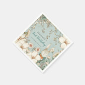 Bunny  Foliage Powder Blue 1st Birthday Servet (Hoek)
