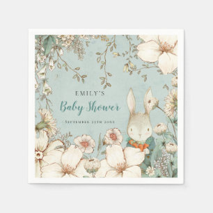 Bunny  Foliage Powder Blue Baby shower Servet