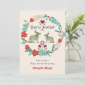 Bunny Folk Art Wreath Winter Neutraal Baby shower Kaart (Staand voorkant)