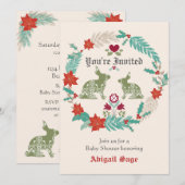 Bunny Folk Art Wreath Winter Neutraal Baby shower Kaart (Voorkant / Achterkant)