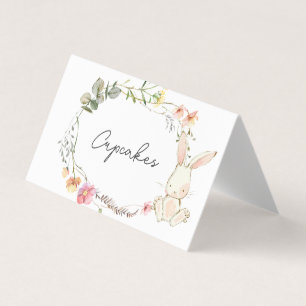 Bunny food tent cards, konijnenvoedseletiketten; visitekaartje