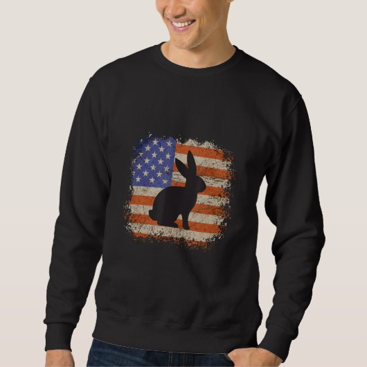 Bunny for men gift bunnies american flag patriotic trui (Voorkant)