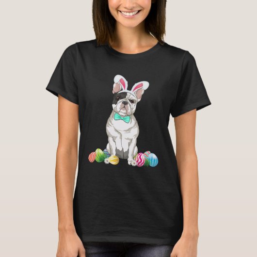 Bunny French Bulldog Easter Happy Easter Dog T-shirt (Voorkant)