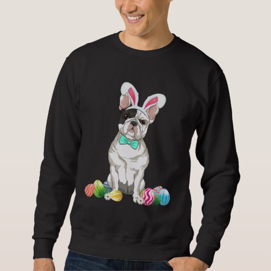 Bunny French Bulldog Easter Happy Easter Dog Trui (Voorkant)