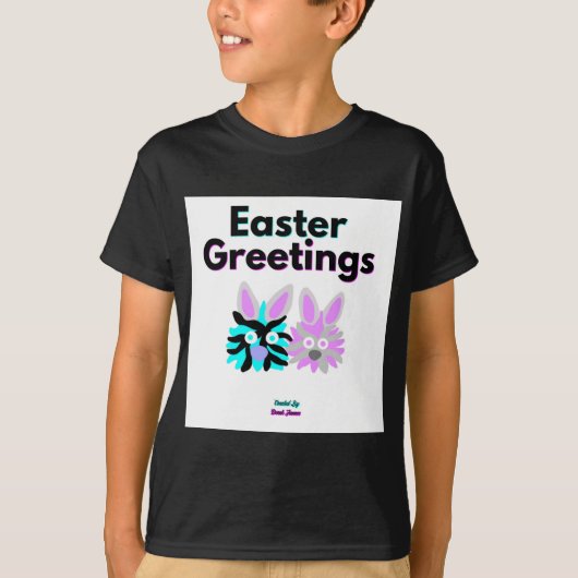 Bunny Fuzzies Boys Zwart Basic T Shirt (Voorkant)