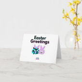 Bunny Fuzzies Horizontaal Klein Wenskaart Kaart (Gele Bloem)