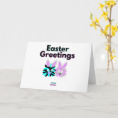 Bunny Fuzzies Horizontale Standaard Wenskaart Kaart (Gele Bloem)