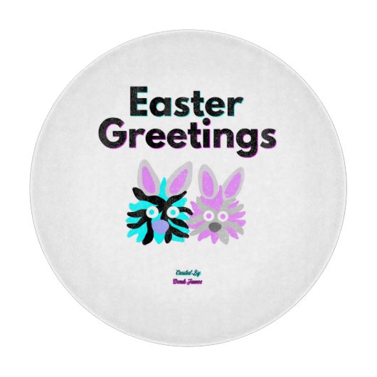 Bunny Fuzzies Ronde Glas Snijplank 30,4 cm (Voorkant)