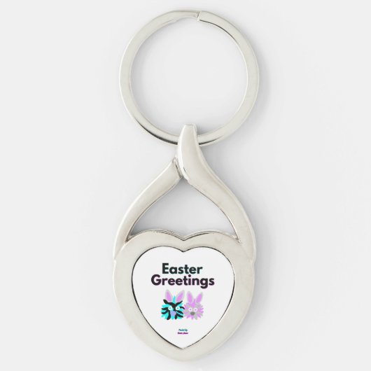 Bunny Fuzzies Twisted Heart Metal Sleutelhanger (Voorkant)