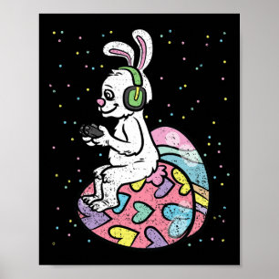Bunny Gamer Easter Gaming Game Controller Egg Hunt Poster