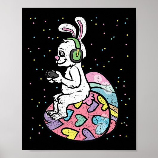 Bunny Gamer Easter Gaming Game Controller Egg Hunt Poster (Voorkant)