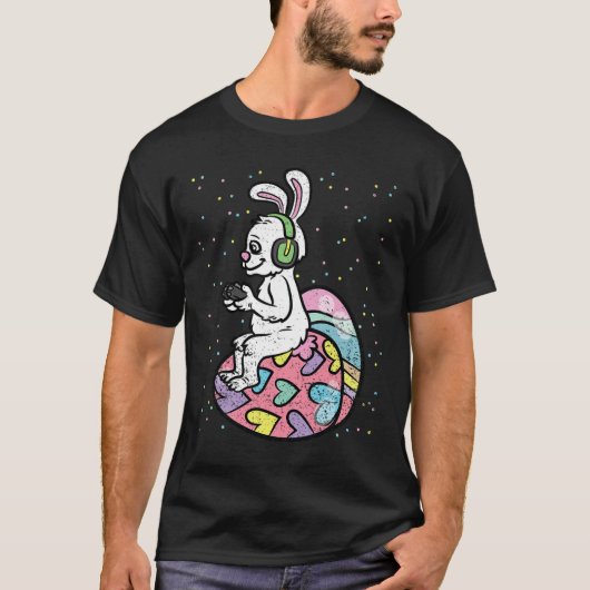 Bunny Gamer Easter Gaming Game Controller Egg Hunt T-shirt (Voorkant)
