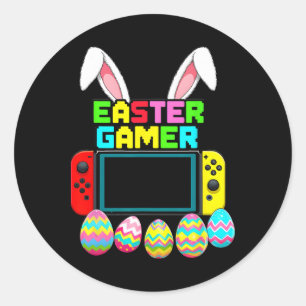 Bunny Gaming Controller Gamer Jongens Grappige Vid Ronde Sticker