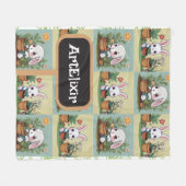 Bunny Gardening Print Fleece Deken (Voorkant (Horizontaal))