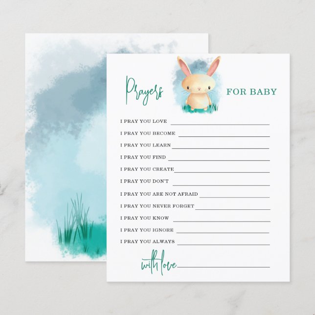 Bunny - Gebed voor baby kaart (Voorkant / Achterkant)