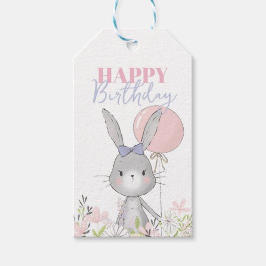 Bunny Gelukkige Verjaardag | Favoriete labels Cadeaulabel (Voorkant)
