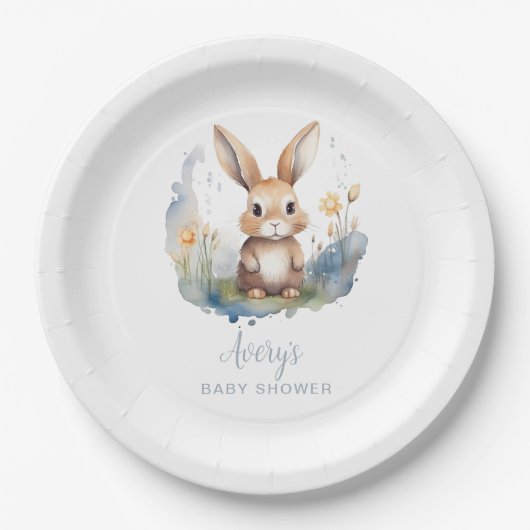 Bunny Gender Neutraal Baby shower Papieren Bordje (Voorkant)