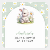 Bunny Gender Neutraal Baby shower Vierkante Sticker (Voorkant)