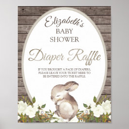 Bunny Gender Neutral Baby shower Diaper Raffle Poster