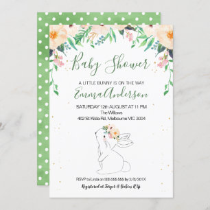 Bunny Gender Neutral Baby shower Invitation Kaart
