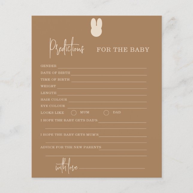 Bunny gender-neutrale voorspelling voor baby kaart (Voorkant)