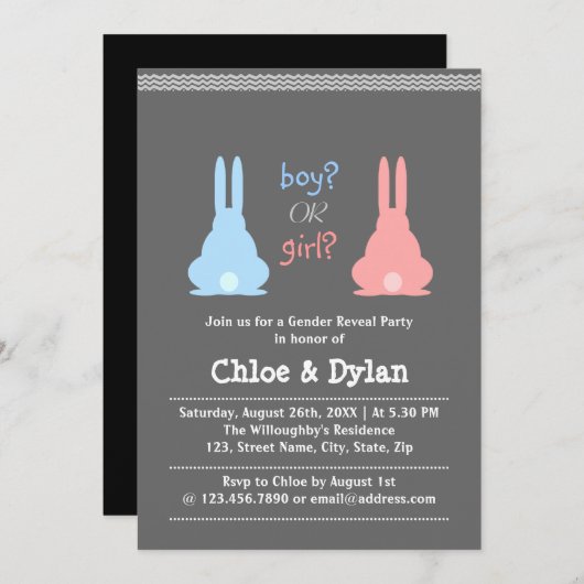 Bunny Gender Reopenbaart Kaart (Voorkant / Achterkant)