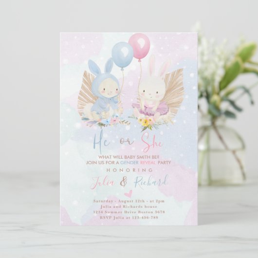 Bunny Gender Reopenbaart Uitnodiging (Staand voorkant)