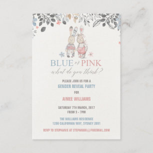 Bunny Gender Reveal Baby shower Invitation Kaart