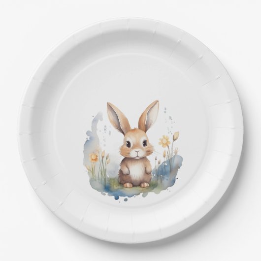 Bunny genderneutraal papieren bordje (Voorkant)