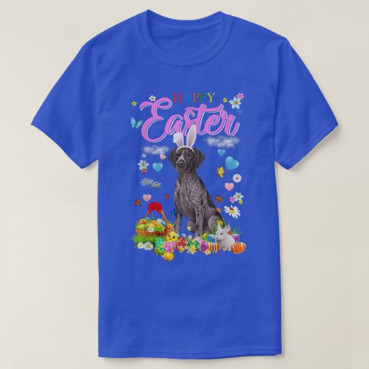 Bunny German Shorthaired Pointer Dog Happy Pasen T-shirt (Design voorkant)