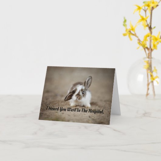 Bunny Get Well Wenskaart Kaart (Gele Bloem)