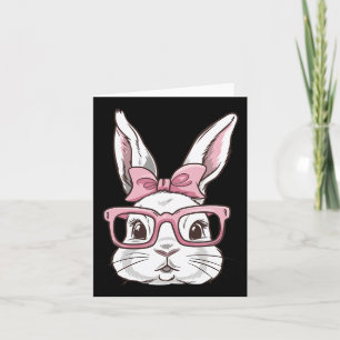 Bunny Gezicht Met Roze Zonnebril Bow Stropdas Paas Kaart