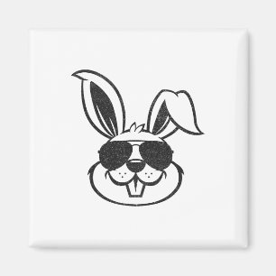 Bunny Gezicht Met Zonnebril Konijn Paasdag Jongens Magneet
