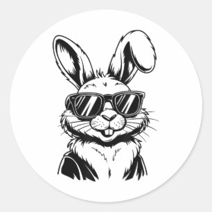 Bunny Gezicht Met Zonnebrillen Voor Mannen Jongens Ronde Sticker