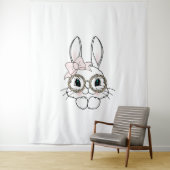 Bunny Gezicht Pasen Dier Print Bril Lente Wandkleed (In situ)