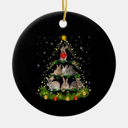 Bunny Gift | Bunny Rabbit-kerstboomverlichting Keramisch Ornament (Voorkant)