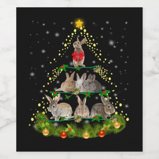 Bunny Gift | Bunny Rabbit-kerstboomverlichting Wijn Etiket (Enkel label)