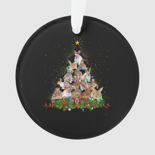 Bunny Gift | Kerstboom met konijnenkonijn — pracht Ornament (voorkant)