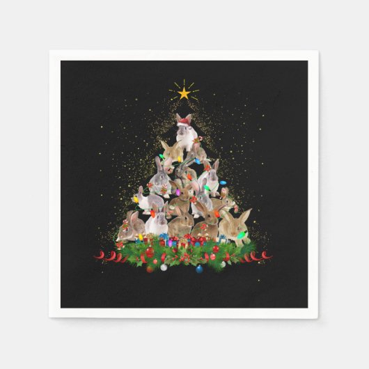 Bunny Gift | Kerstboom met konijnenkonijn — pracht Servet (Voorkant)