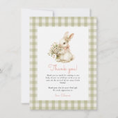  Bunny Gingham-Baby shower Bedankkaart (Voorkant)