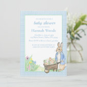 Bunny Gingham Lente Pasen Baby shower Kaart (Staand voorkant)