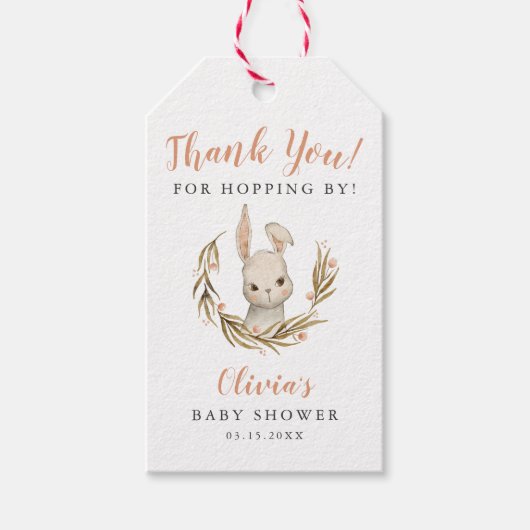 Bunny Girl Baby shower Bedankt voor Hopping By Cadeaulabel (Voorkant)