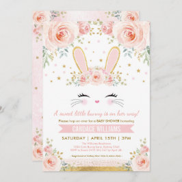 Bunny Girl Baby shower / Blush Gold Rabbit Kaart