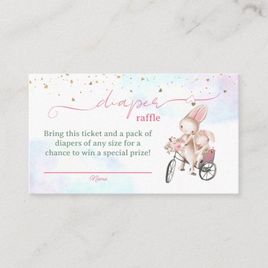Bunny Girl Baby shower Luier Raffle Tickets Informatiekaartje (Voorkant)