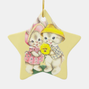 Bunny Girl + Boy Keramisch Ornament