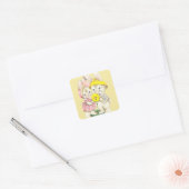 Bunny Girl + Boy Vierkante Sticker (Envelop)
